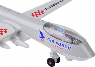 Lodër dron ushtarak Mailian ZA4327, metal me pull back, me drita dhe zë, gri