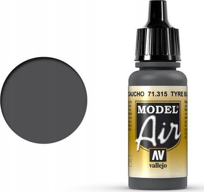 Bojë akrilike Vallejo Model Air Tyre Black, mat, 17ml, e zezë