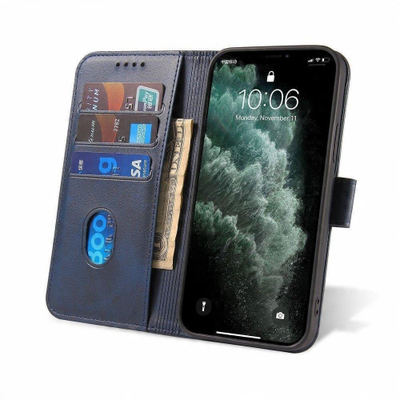 Këllëf magnetik për telefon Samsung Galaxy A73 5G, lëkurë ekologjike, me kapak palosës, blu