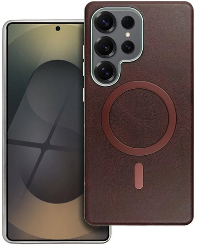 Këllëf telefoni OEM Gentleman Mag Cover për Samsung Galaxy S25 FE, kompatibil me MagSafe, kafe