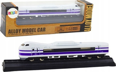 Model tren koleksionues metalik 1:48, 15 cm, i bardhë vjollcë