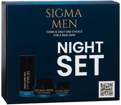 Подарок сет за мажи Sigma Men Night Care, сет за нега на тело, за ноќ