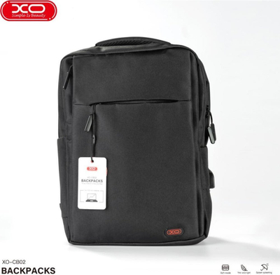 Çantë shpine për laptop Xo CB02, 15.6", me portë USB, e zezë
