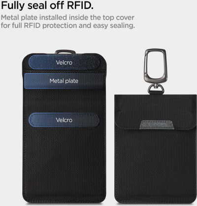 Çantë mbrojtëse Spigen Faraday Cage, RFID Keyless, bllokon sinjalin, e zezë