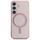 Futrollë Guess Glitter Circle Classic Logo MagSafe për Samsung Galaxy S25, rozë