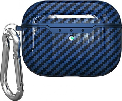 Kapak mbrojtës Beline Carbon Cover për AirPods Pro, me karabinë, blu