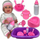 Lodër për bebe Adar Baby Doll 547704, me set gjërash, rreth 45 cm, e bardhë me rozë