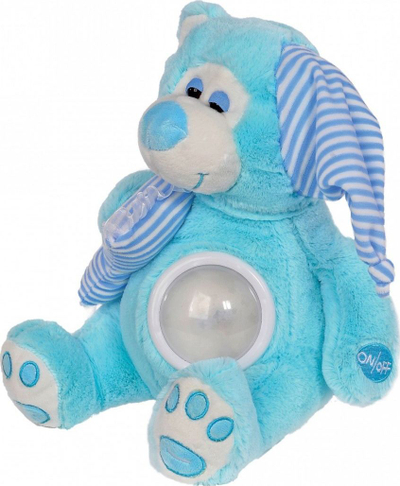 Arush gjumi pelushi Madej Blue Sleepy, 30 cm, me projektor dhe ninulla, blu