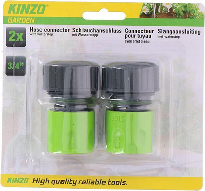 Konektor për zorren e ujit Kinzo, set me 2 copë, 3/4", jeshile