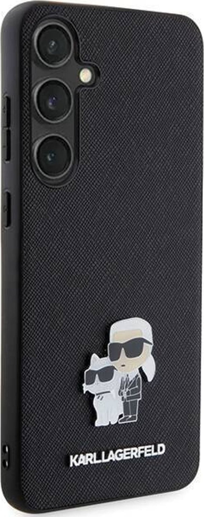 Mbulesë telefoni Karl Lagerfeld PU Saffiano Metal Karl and Choupette për Samsung Galaxy S24, slim, e zezë