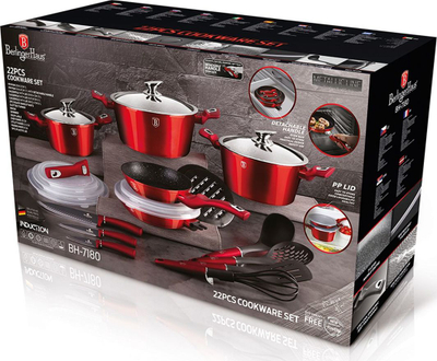 Set tenxhere dhe aksesorë Berlinger Haus, 22 pjesë, të kuqe