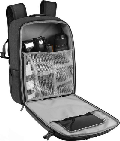 Çantë fotografike Puluz PU5018B me panele diellore 5V 2.1A, për tablet 14", e zezë