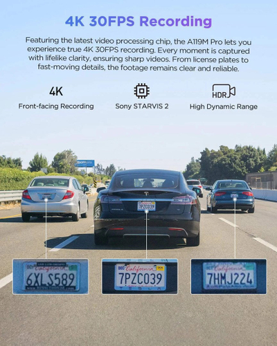 Kamerë makine VIOFO A119M Pro, 4K, GPS, Wi‑Fi, e zezë