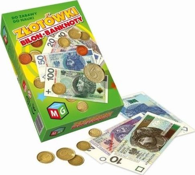 Set lojërash me para Polish Zloty, monedha dhe kartëmonedha, edukativ