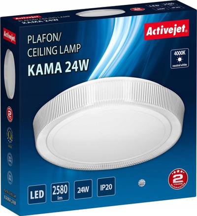 Llampë tavani LED Activejet AJE-KAMA, 24W, 4000K, e bardhë