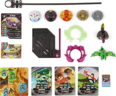 Set lodrash Bakugan Battle 5 Pack Special Attack Trox Nillious Dragonoid Wing Ventri, 5 figura rrotulluese, me karta beteje, shumëngjyrësh