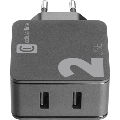 Karikues Cellularline Multipower ACHUSB224WK, 24W, 2-porte, USB-A, i zi