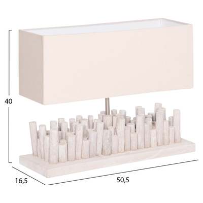 Lampë tavoline Twiggy HM4426, 50.5x16.5x40 cm, abazhure e bardhë, dru driftwood