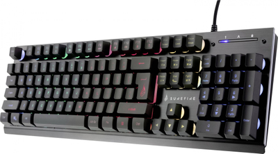 Tastierë gaming Surefire KingPin X2, USB, drita RGB, e zezë
