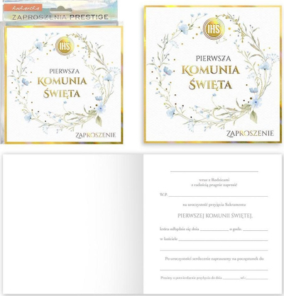 Ftesa për Kungim Premium ZP-052, set 5 copë, me reliev dekorativ, e bardhë