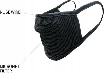 Maskë anti-smog Naroo NA MASK FU+, filtër mikro rrjetë, madhësia L, e zezë