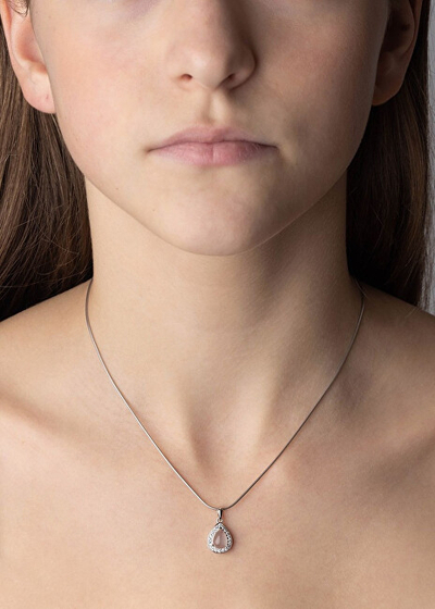 Stoli për qafore për femra Silvego Brisa Rose Quartz and Brilliance Zirconia JJJ1141PRO, e argjendtë/rozë