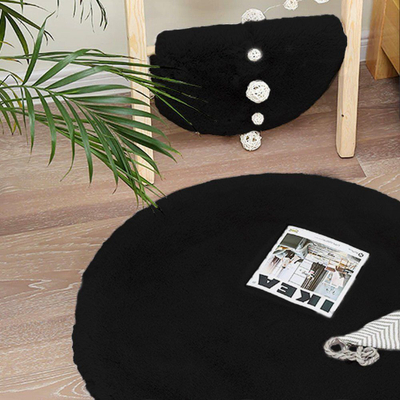 Tapet rrumbullak Strado Round Rabbit, 200x200 cm, antirrëshqitës, i zi