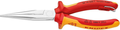 Pincë KNIPEX 26 16 200 T, majë gjysmërrethore e hollë, prerëse anësore, çelik i fortësuar