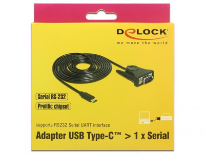 Përshtatës Delock USB-C - DB-9, 1.8m, i zi