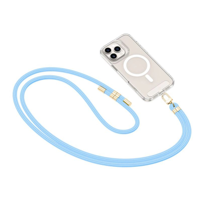 Rrip telefoni Tech-Protect C7S Rope Crossbody, i rregullueshëm, baby blue me gold