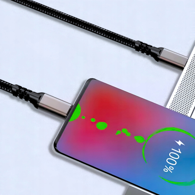 Kabllo karikimi Raptor Type C në Type C, 100W PD, të dhëna të shpejta, e zezë
