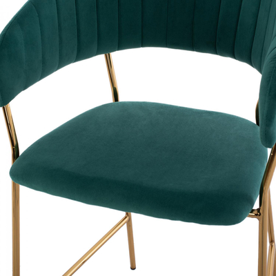 Stol velvet + metal 60×55×100 cm (HM8734.03), gjelbër