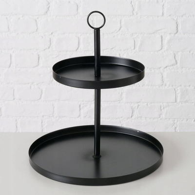 Stendë dekorative Boltze 2 nivele, metal, Ø 30cm, e zezë matte