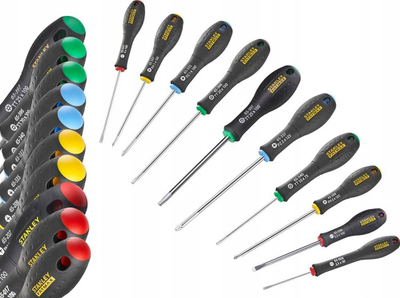 Set kaçavidash Stanley Fatmax FMHT0-62128, 10 copë, profile Phillips Pozi Torx, shumëngjyrësh