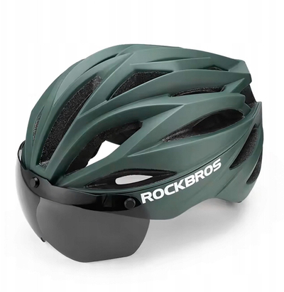 Каска за велосипед Rockbros Cycling Helmet, 58-62 cm, со визир, црна