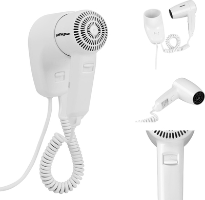 Tharëse flokësh muri Physa Purus, 1200W, me kabllo spiral, e bardhë
