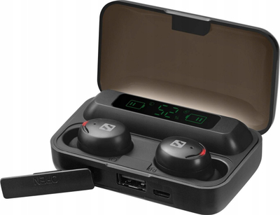 Kufje Sandberg Wireless Earbuds, Bluetooth, me powerbank, të zeza