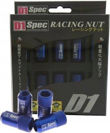 Bulona rrotash D1SPEC Forged Hex Alu M12x1.25, set, blu