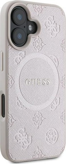 Kllëf telefoni Guess Saffiano Peony Classic Logo, për iPhone 16 Plus 6.7", MagSafe, rozë e çelët