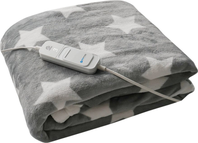 Batanije elektrike Oromed e madhe Polar Fleece, 130x180 cm, 3 shkallë ngrohje, gri me yje