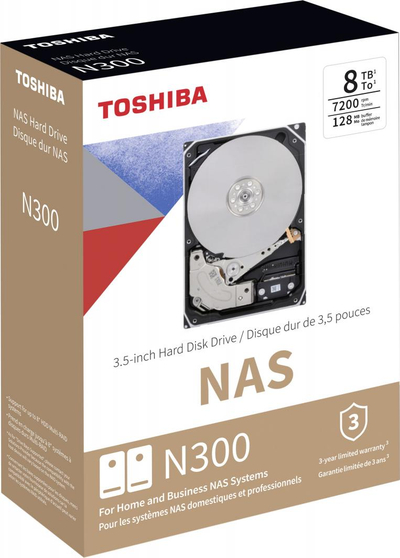 Disk i serverit Toshiba N300 8 TB 3.5 '' SATA III (6 Gb / s) (HDWG180UZSVA)