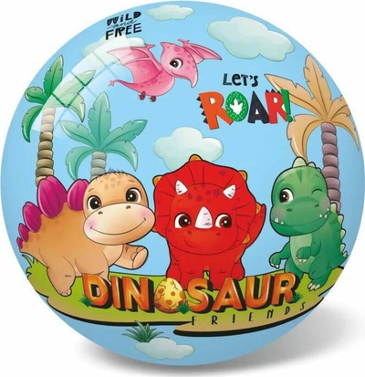 Top lodre Dino Friends Rubber Ball, 23 cm, me dinosaurus, shumëngjyrësh