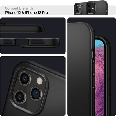 Mbrojtëse Spigen Thin Fit për iPhone 12/12 Pro, e zezë