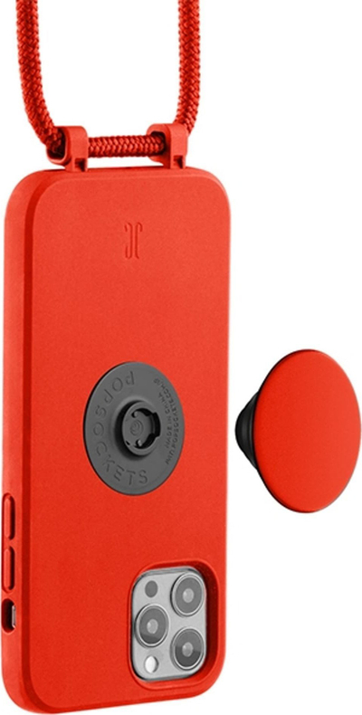 Klloçkë telefoni Just Elegance PopGrip për Apple iPhone 12 / 12 Pro, me litar, e kuqe