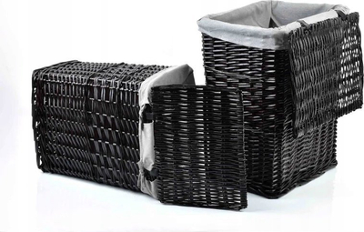 Set shporta rrobash WILL, 2 copë, drejtkëndore, thupër, të zeza
