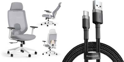 Karrige zyre SENSE7 Nakai, ergonomike, me mbështetëse koke, bardhë gri