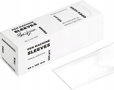 Fletë mbrojtëse për makinë tatuazhi Pen Foil Pro Ink, set 500 copë, transparente