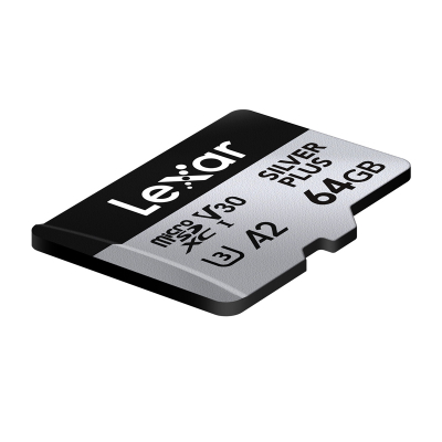 Kartë memorie Lexar MicroSDXC Silver Plus, 64GB, UHS-I V30 A2, paketim 2 copë