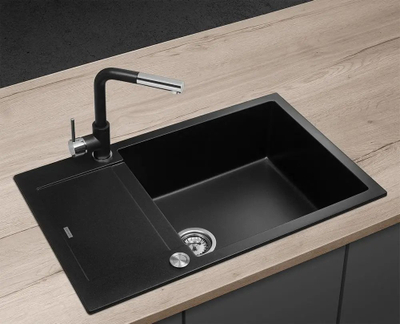 Lavaman graniti Concept Linea DG05L60BC, me pikatore, për dollap 60 cm, i zi