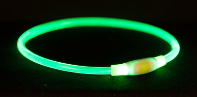 Unazë drite për qen TRIXIE Flash Light Ring USB, 40 cm, jeshile